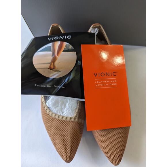 Vionic Dahlia Ballet Skimmer Flat Toasted Nut Knit Shoes Size 6 Pointy Toe - Picture 10 of 10